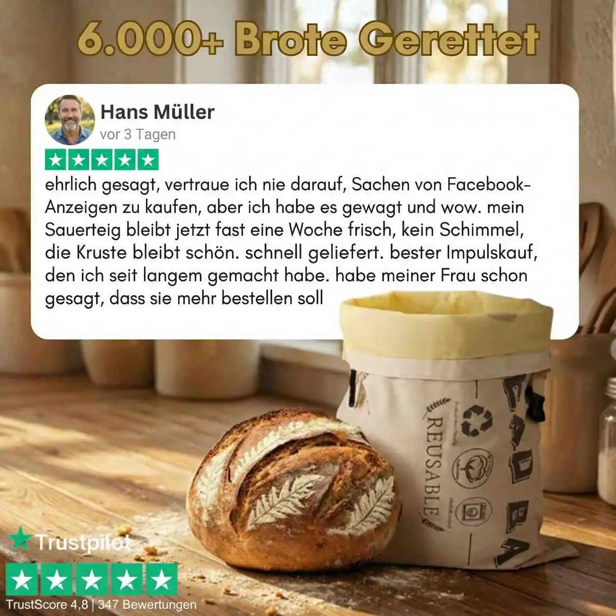 Brotbeutel aus Baumwolle und Bienenwachs