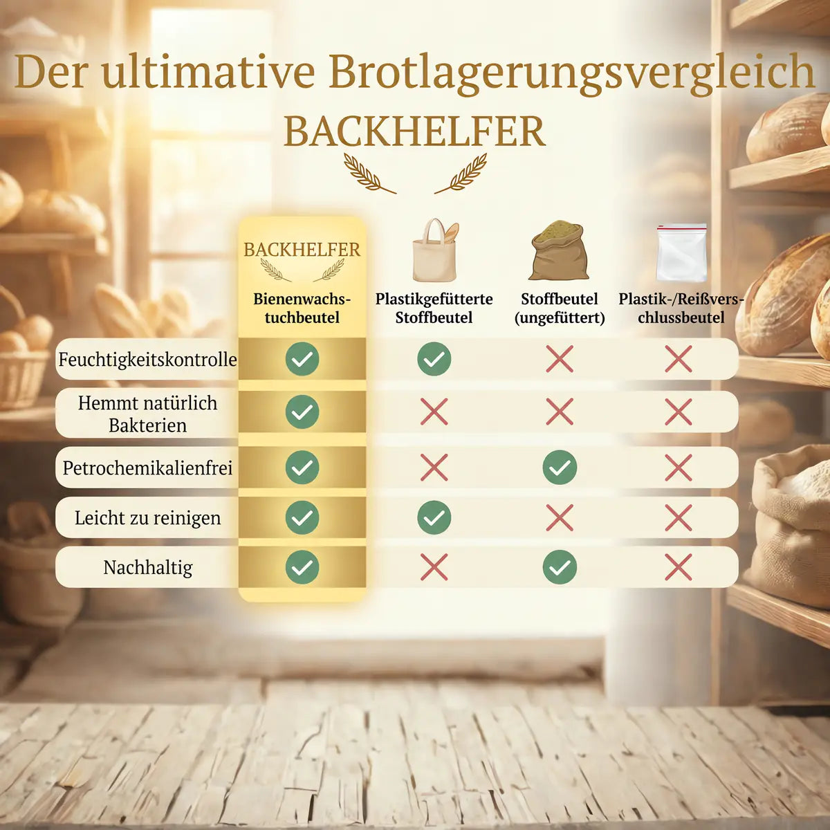 Brotbeutel aus Baumwolle und Bienenwachs